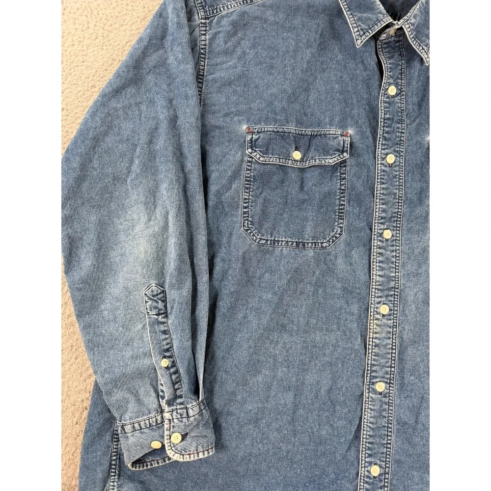 VTG Banana Republic Shirt Mens Large Blue Denim Corduroy Chambray Western